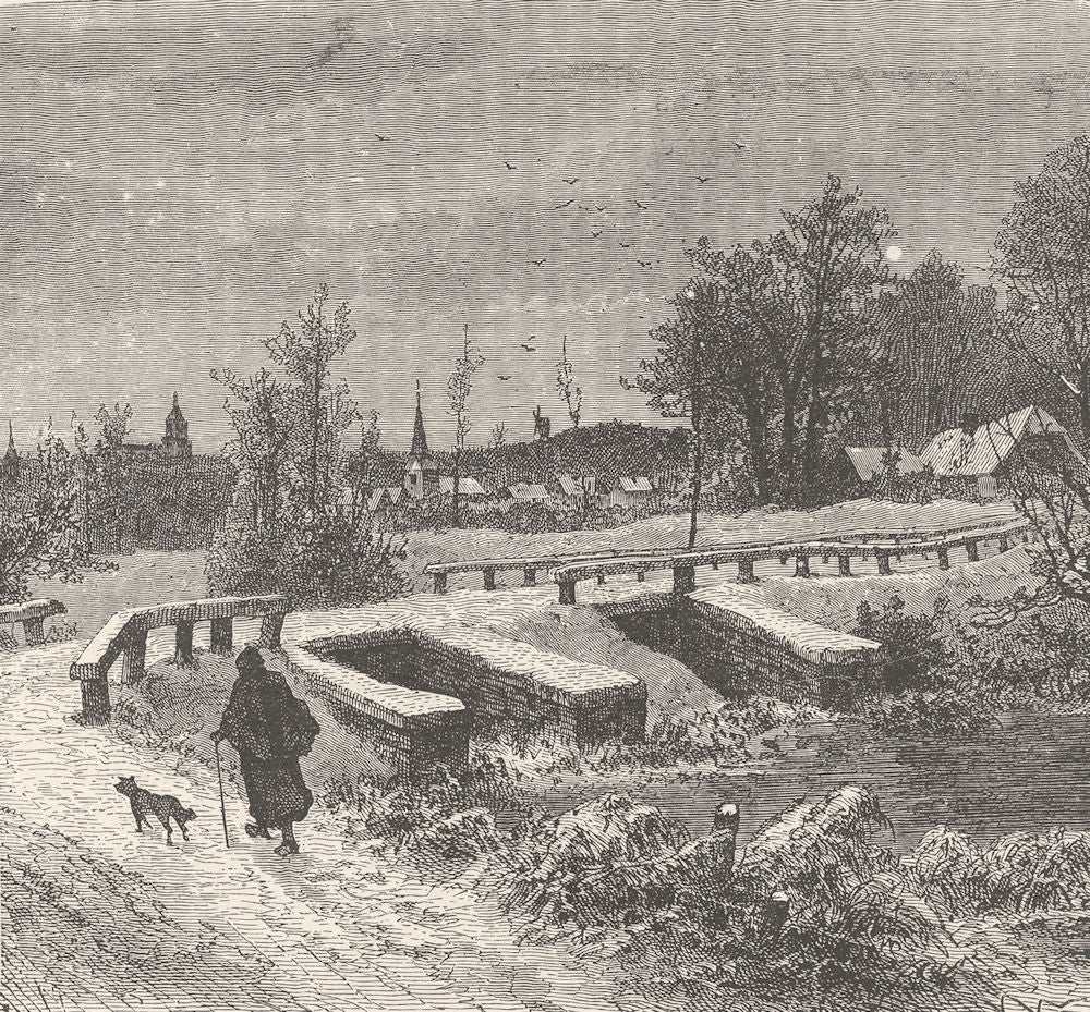 GERMANY. The old Rhine at Cleves 1903 antique vintage print picture